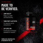 The RBRN standard for Vitality Complex: made in a cGMP certified facility, third-party lab tested for identity, purity and potency, with a lot-level Certificate of Analysis on request, formulated, encapsulated and packaged in the USA