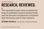 Registered dietitian Catherine Zuccarello, MS, RD, CDN, reviewing RBRN Vitality Complex: the ingredients each have a substantial body of published research behind them, and the amounts included are consistent with the doses used in that research