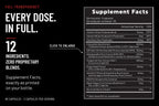 RBRN Vitality Complex Supplement Facts panel as printed on the bottle: three capsules per serving, 30 servings per container, 12 ingredients with every dose shown and zero proprietary blends